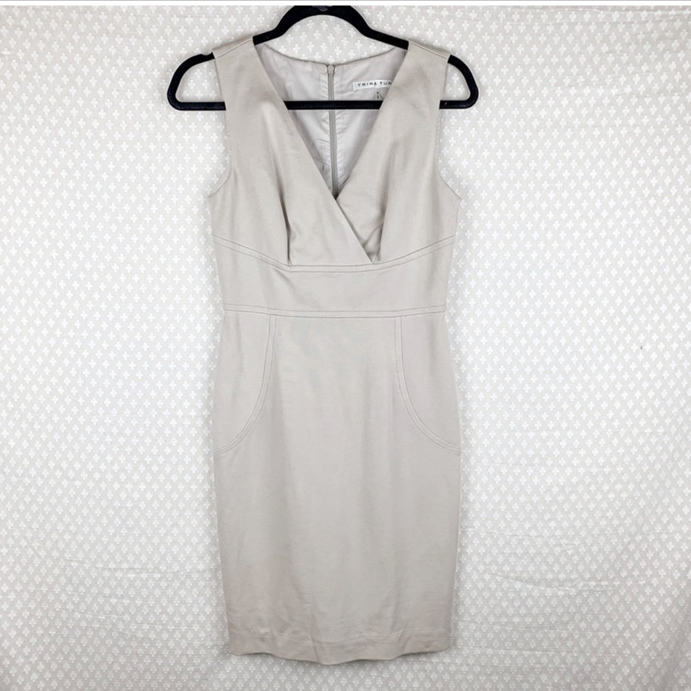Trina Turk Cream Sleeveless Sheath Dress